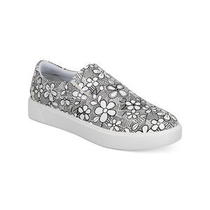 INC Mens Black White Goring Landyn Round Toe Platform Slip On Sneakers Shoes 8 M